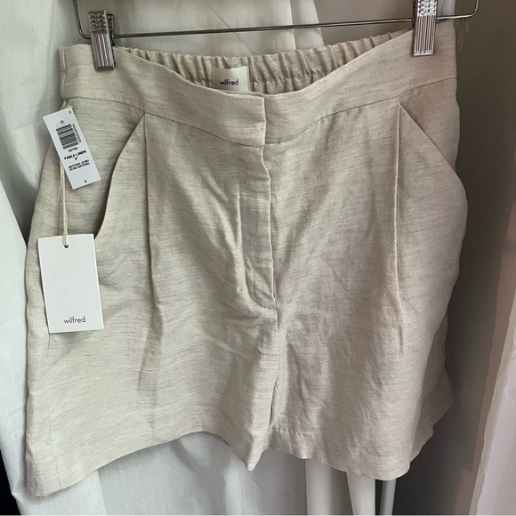 NWT Aritzia Wilfred High Rise "Fable" Linen Shorts, size 8 - Picture 1 of 10